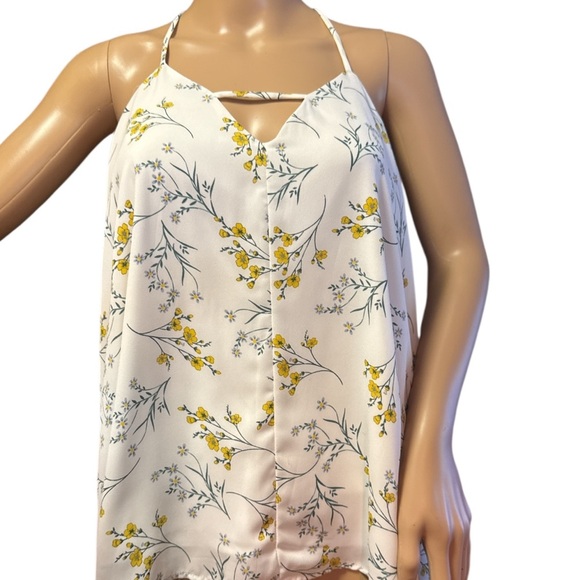 Alya Tops - Floral Strappy White Top